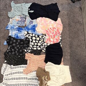 Rylee + Cru Indigo and White Tie-Dye Dress